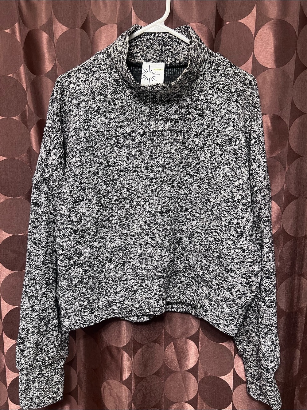 Aerie Black & White Marled Cropped Sweater